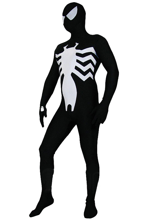 Halloween Costumes Black and White Spiderman Zentai - Click Image to Close